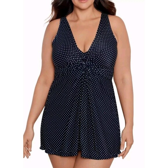 Miraclesuit Pin Point Marais One Piece Swimsuit Size 18 - Picture 2 of 12